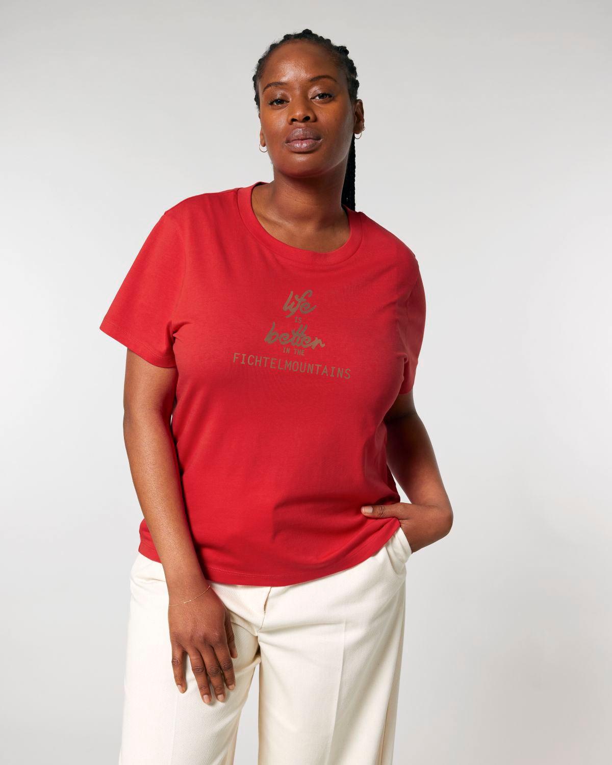 "life is better in the fichtelmountains - Fichtelsachen" - ICONIC BIO T-SHIRT, LADIES