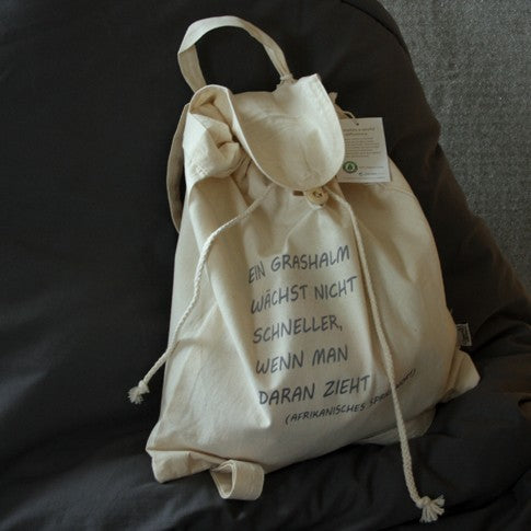 Festival - Beutel, Rucksack, Biobaumwolle, Motiv: "Ein Grashalm wächst..."